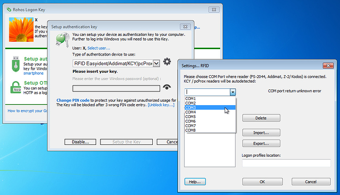 Serial RFID reader - Rohos Logon Key #3